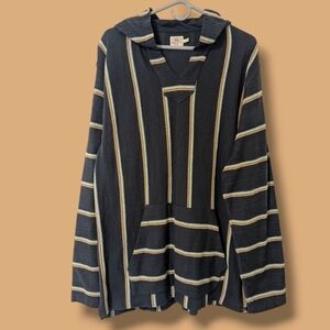 Faherty Navy Blue Herringbone Stripe Textured French Terry Seabrook Poncho XL